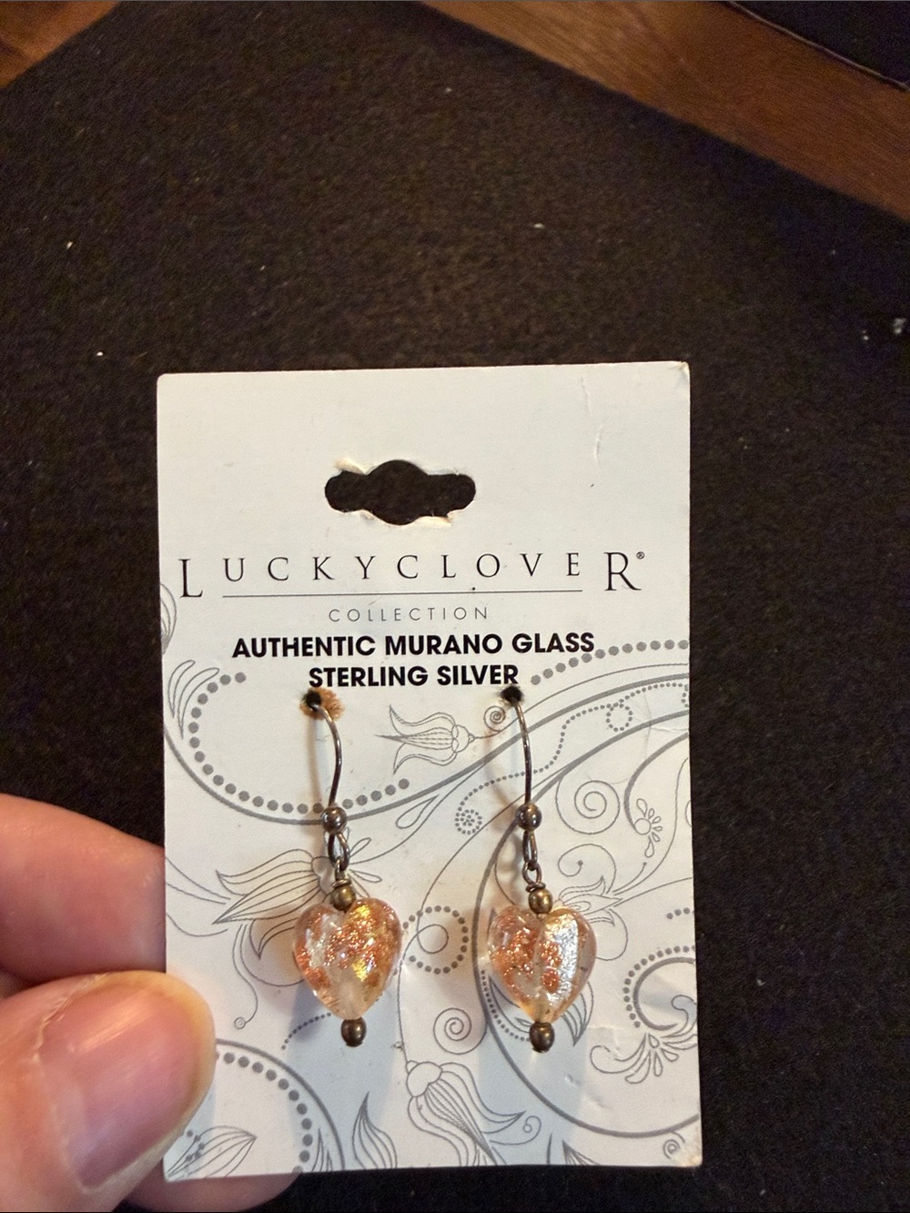 Murano Pink and Gold Heart Drop Earrings by Murano